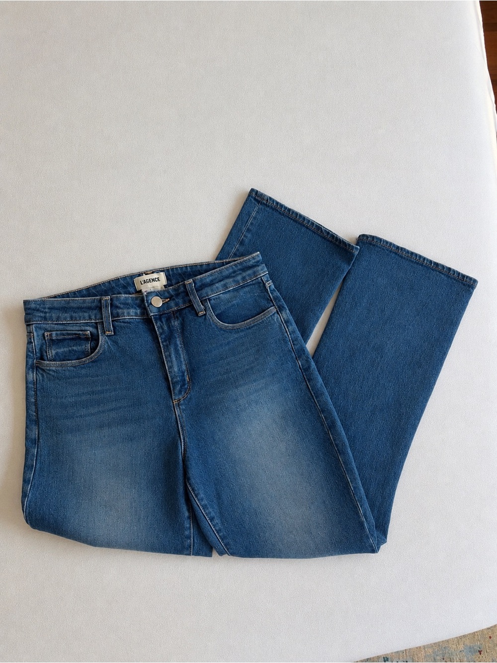L'AGENCE Men's Medium Blue Straight Jeans